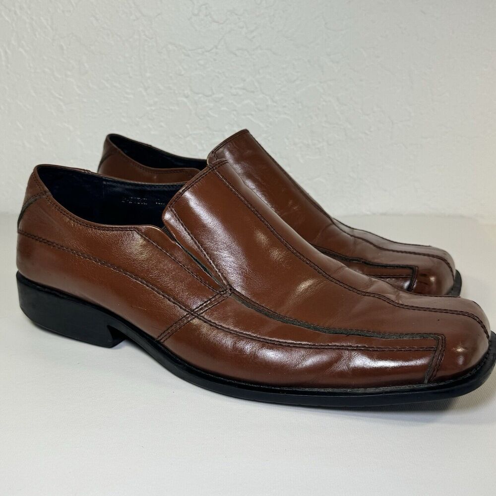 Steve Madden P Fire Mens 13 Loafer‎ Shoes Brown Leather Square Toe